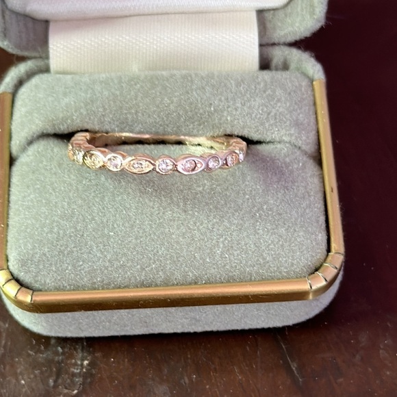 Faux Rose Gold Cubic Zirconia 3-Ring Set Size 9 | Unbranded Bridal Stackable - Picture 3 of 4